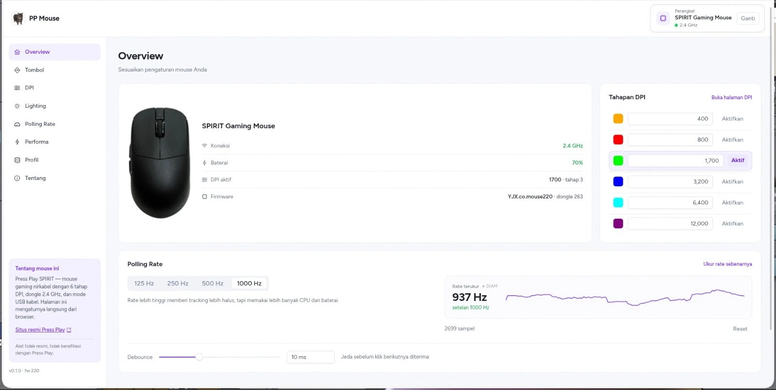 SPIRIT Mouse Configurator project screenshot